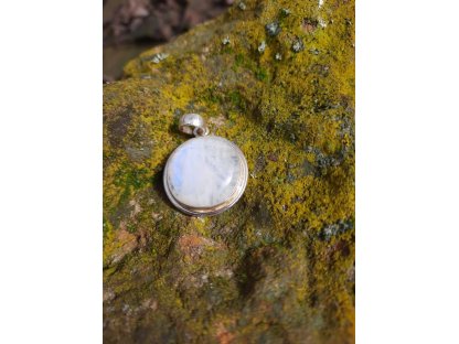 Měsíční kamen střibro kulaty Přivešek- 3cm