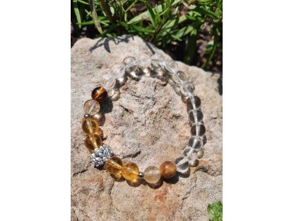 Náramek/Bangle/Armband Blíženci/Lev/Gemini/Leo Křistál/Crystal,Citrine,Routile/Rutil/Tygři oko/Tiger Eyes