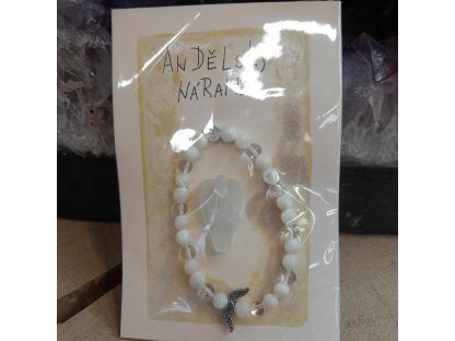 Bangle Crystal  with Pearl 8mm with Angel Selenite