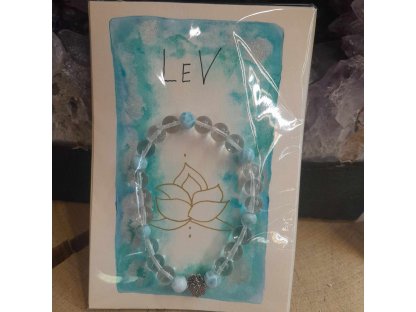 Bangle Crystal with Larimar 7 balls 8mm -Leo