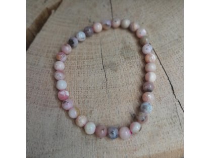 Náramek růzovy opal 6mm