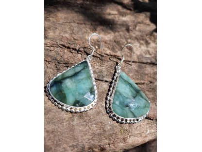 Earrings silver Emerald 5cm