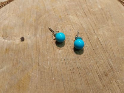 Naušnice/Earrings/Ohrringe střibro Tyrkys/Turquoise/Turkiese količky/beads/kugel 8mm