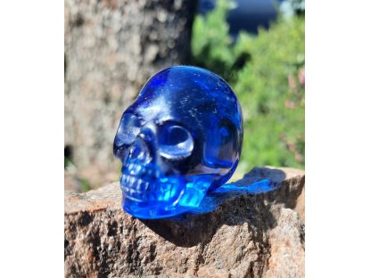 Dunkel Blaues Nacht Obsidian Schädel Realistisch 3cm