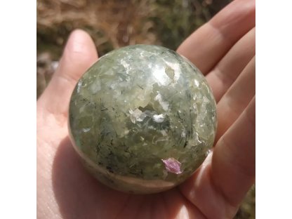 Prehnit s Turmalin/Tourmaline Ball/Koule/Sphere 5,5cm 2