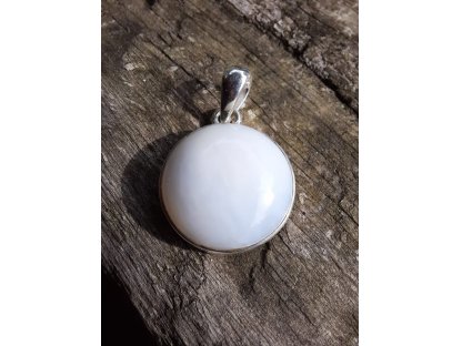 Silver pendant white opal   2,5cm