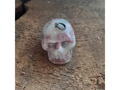 Pendant silver hook skull Rubellite-Tourmaline rare  Extra 2cm