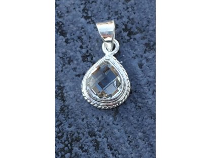 Přivešek ,Pendant,Anhänger Střibro/Silver/Silber křistál facetovany/crystal diamond cut 2cm 2