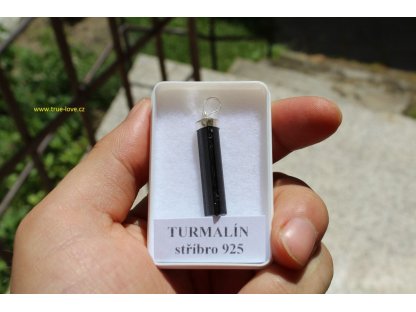Přívěsek střibro černy Turmalin 3cm