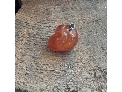 Silver hook Carnelian pendant skull 2,5cm