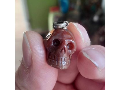 Silver hook Carnelian pendant skull 1,5cm