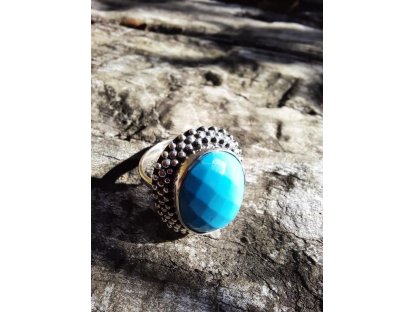 Prsten/Ring Střibro /Silver Tyrkys/Turquoise 2cm