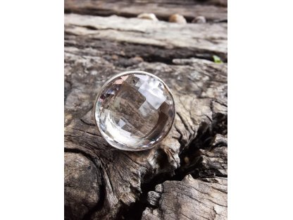 Silver Crystal diamond cut ring 2cm