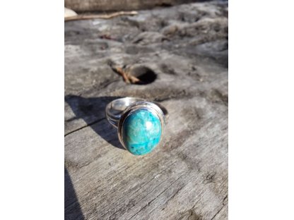 Prsten  střibro/Ring silver/ chrysokol/chrysocolla 2cm
