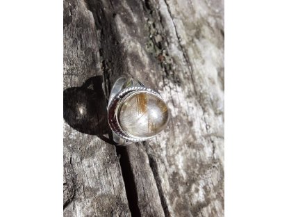 Prsten střibro/Silver/křistál s rutil/Crytal  2,5cm 2