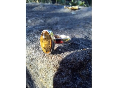 Prsten střibro/Silver/Ring citrine přirodni/natural 2cm