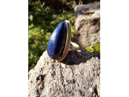 Prsten střibro/Silver/Ring lapis lazuli 2,5cm Extra