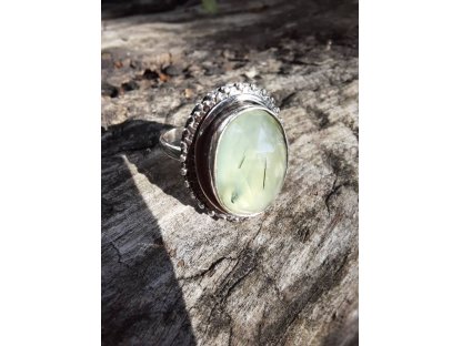 Prsten střibro/Silver/Ring Prehnit 2,3cm facetovány/diamond cut