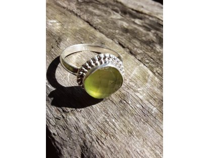 Prsten střibro/Silver/Ring Prehnit 2,5cm 2