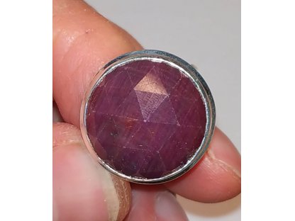 Prsten střibro/Silver/Ring Rubin/Ruby facetovany/diamond cut/facettiert extra  2cm