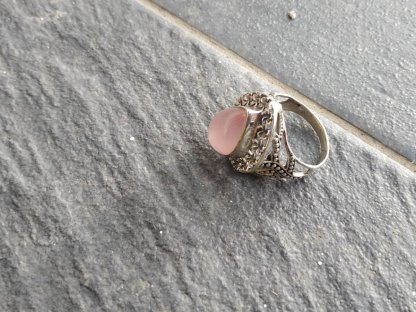 Prsten střibro/Silver/Ring Růzenin/Rosequartz /Rosenquartz extra gemmy 3cm