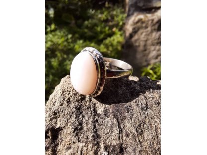 Prsten střibro/Silver/Ring růzovy /pink opal 2,5cm 2