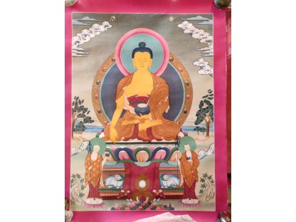 Thangka Buddha Sakyamuni mit Gold gemahlen