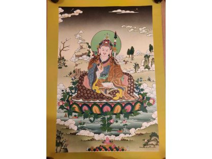 Thangka Guru Padmasambhava mit Gold Gemahlen