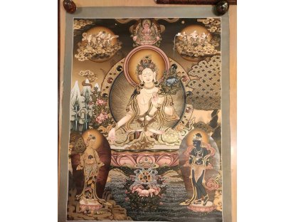 Thangka White Tara Devi painting with gold