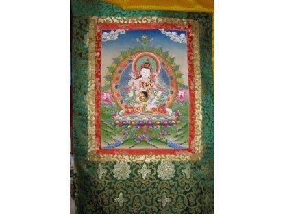 Thangka malování Yab Yum Vadžrasattva/Vajrasatva Buddha s Zlato 18k