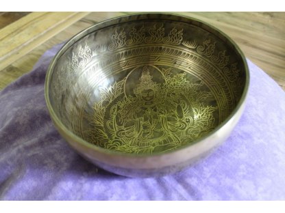 Tibetsky misa (Singing Bowl) -Centrezig 22cm s mantra Om Mani Padma Hum