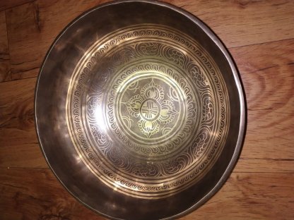 Tibetsky Misa/Singing Bowl Květ života/Double Dorjee s Muschel /with conch shell 25cm