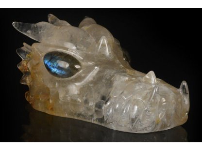 Grosses Kristall Drache mit Hematoite und Regebogen 23cm