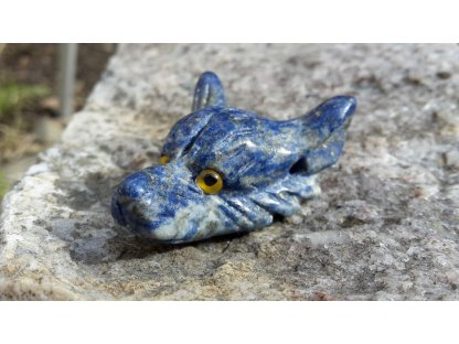 Vlk Hlava, vrtanéWolf Head drilled 3cm Lapis Lazuli