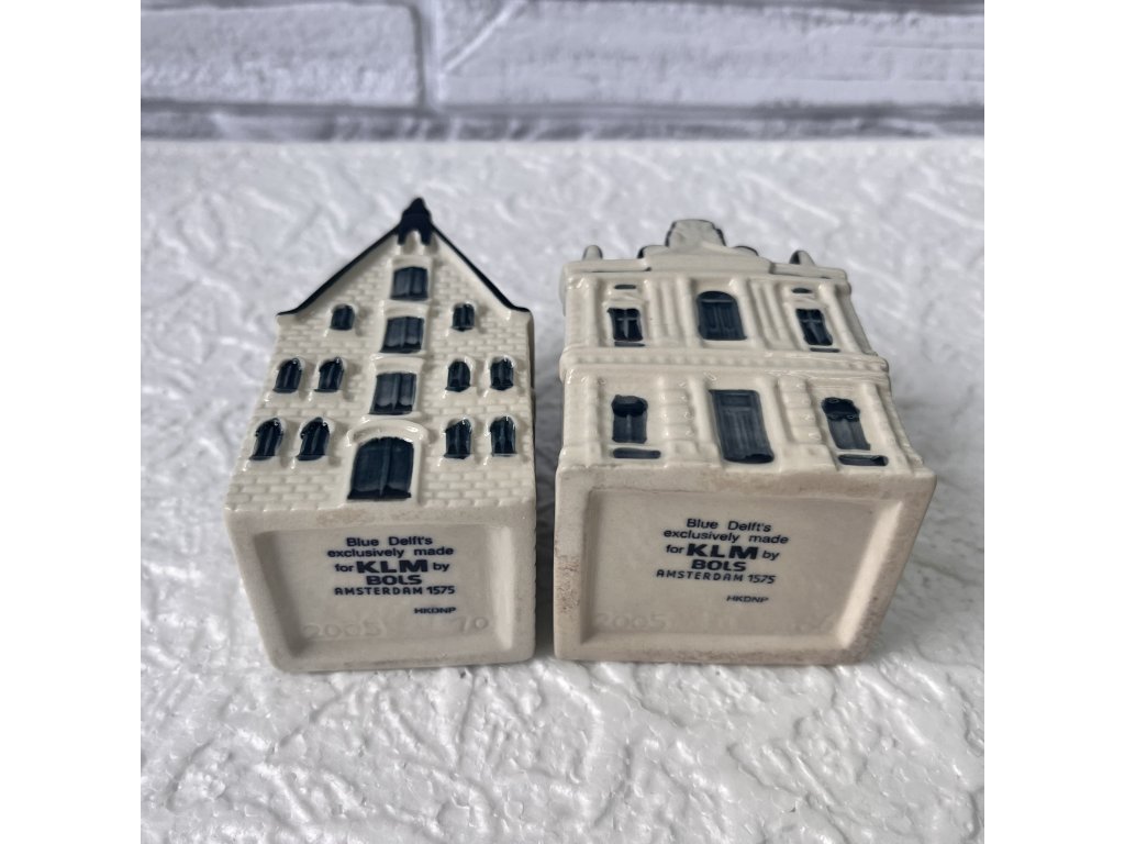 Amsterdamské domy. KLM Bols Delft Blue. / sada 2ks /