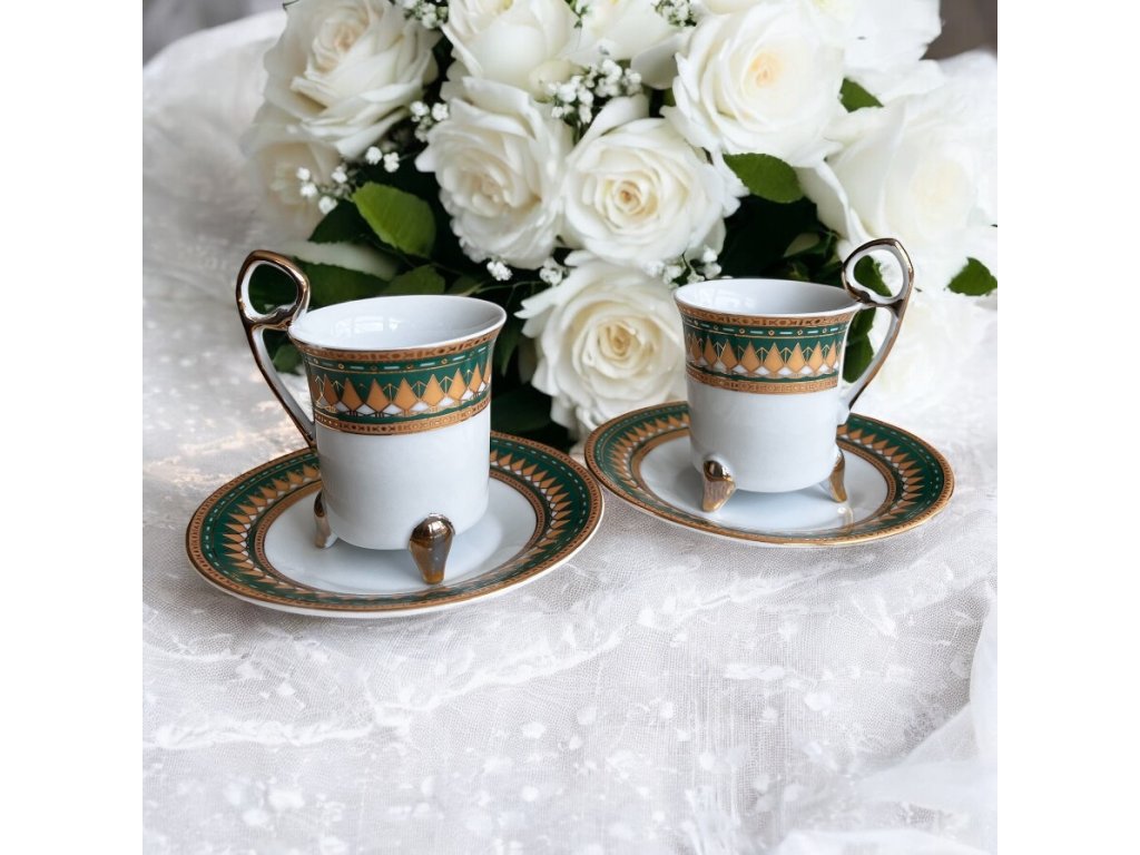 Porcelánové šálky na nožičkách. 60 ml. Sada ( 2 páry )