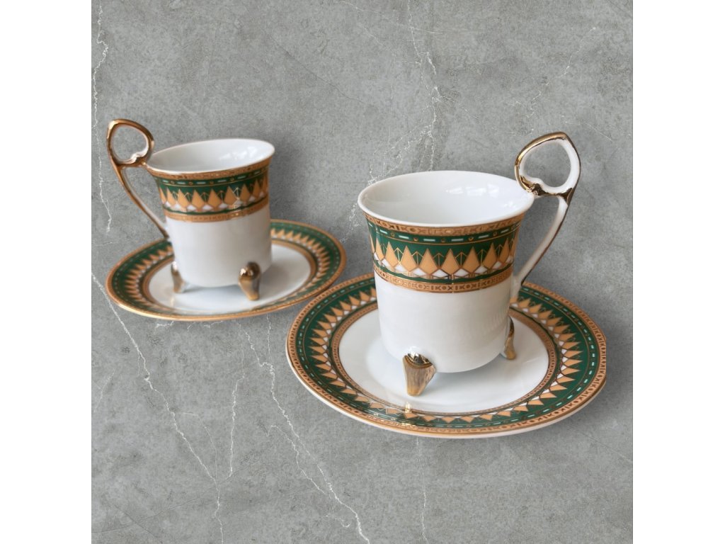 Porcelánové šálky na nožičkách. 60 ml. Sada ( 2 páry )