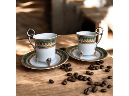 Porcelánové šálky na nožičkách. 60 ml. Sada ( 2 páry )