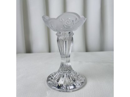 Svícen křišťálový.  14 cm.