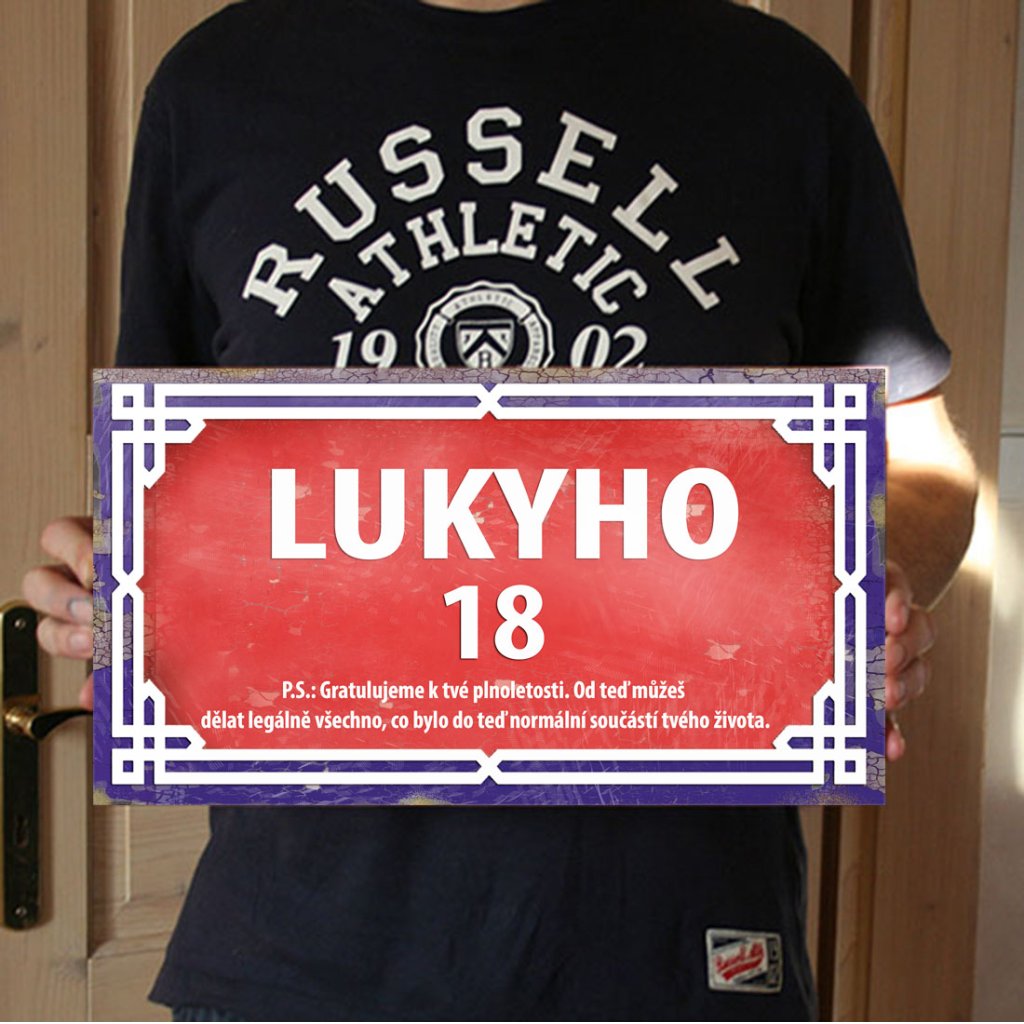 Dárek k narozeninám, originální cedule k 18