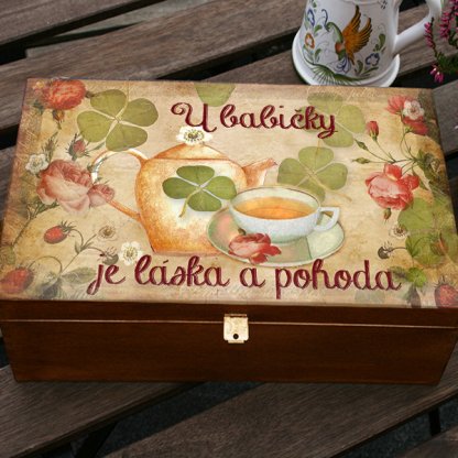 Krabička na čaj - dárek pro babičku k Vánocům