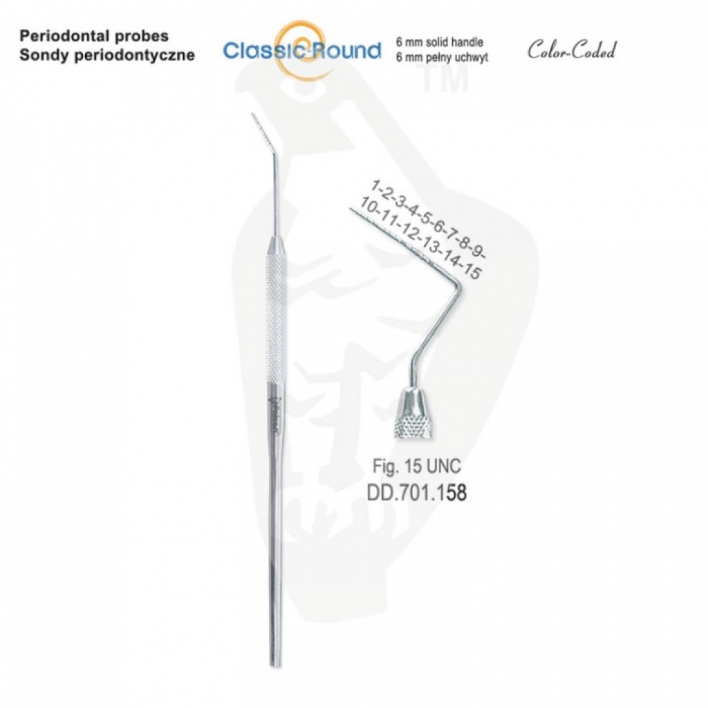 akce CLASSIC - ROUND sonda periodontická zabarvená fig.15UNC DD.701.158