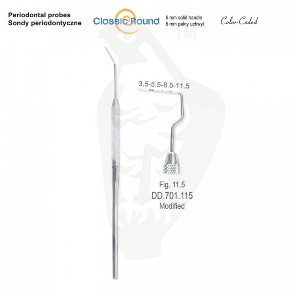 CLASSIC - ROUND sonda periodontická zabarvená fig.11,5  DD.701.115 upravená
