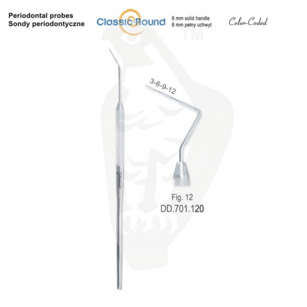 CLASSIC - ROUND sonda periodontická zabarvená fig.12 DD.701.120
