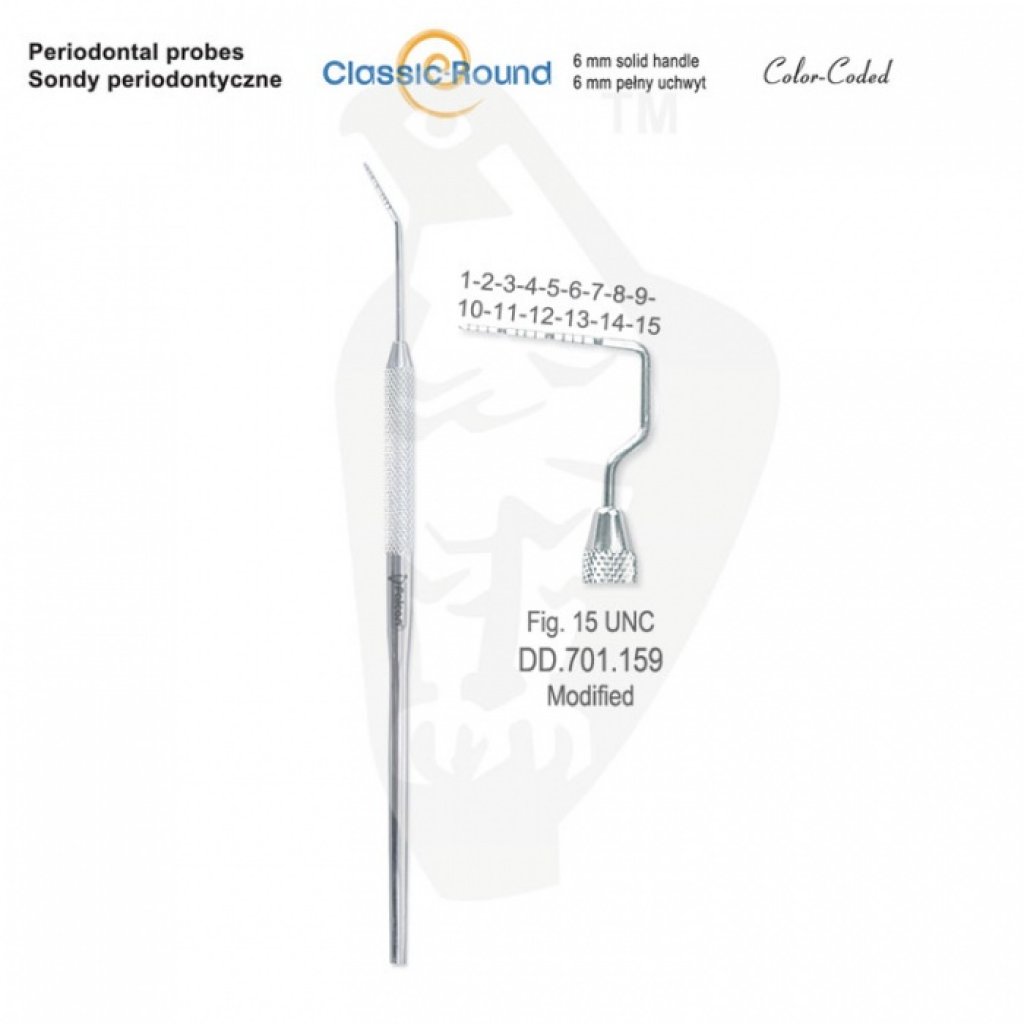 CLASSIC - ROUND sonda periodontická zabarvená fig.15 UNC DD.701.159 upravená