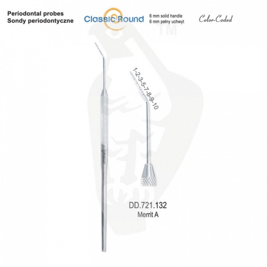 CLASSIC - ROUND sonda periodontická zabarvená MERRIT A   DD.721.132