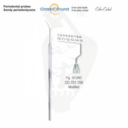 CLASSIC - ROUND sonda periodontická zabarvená fig.15 UNC DD.701.159 upravená