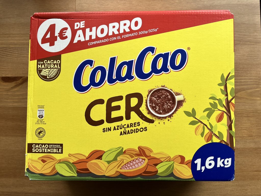 ColaCao rozpustné kakao, 0 % přid. cukru 1,6 kg