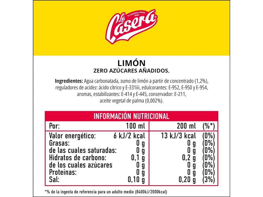 La Casera Limón bez cukru 1,5l