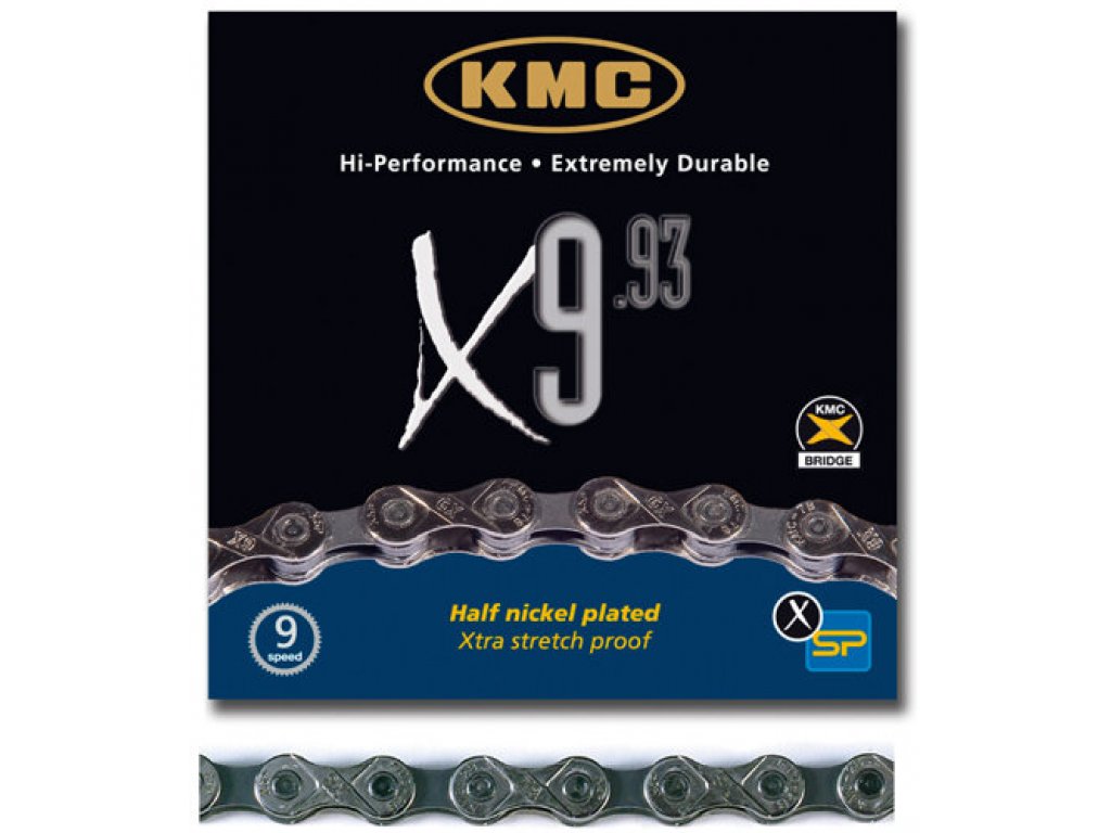 řetěz KMC X-9.93 stř/šedý v krabičce 114 čl.
